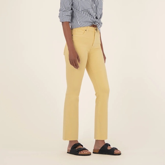 Kut from the Kloth Denim - KUT From The KLOTH Jeans Kelsey Ankle Flare Distressed Yellow Denim Plus Size 14
